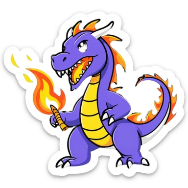 western dragon breathing fire sticker