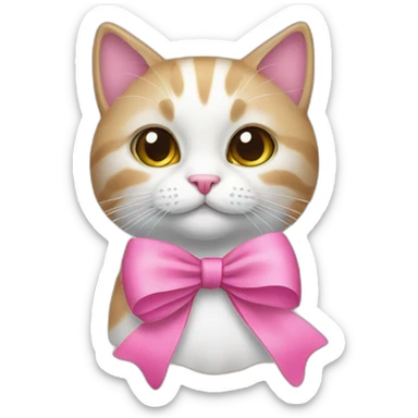 A cat with a pink bow sticker