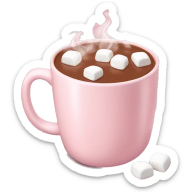 Light Pink mug of hot chocolate with marshmallows  sticker
