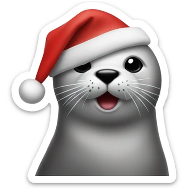Seal with Christmas hat  sticker