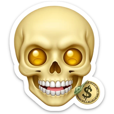Money White Skull Emoji and Tongue Face sticker
