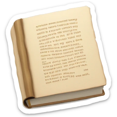 An open, hardcover book, depicted with a beige cover.  sticker