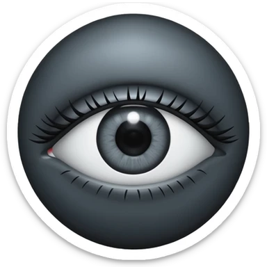 Minimal emoji, gothic futuristic eye, cold grey sclera, the pupil is fully replaced by a solid black number 8 eight, occult cyber aesthetic, sharp clean lines, flat emoji design, centered, transparent background sticker