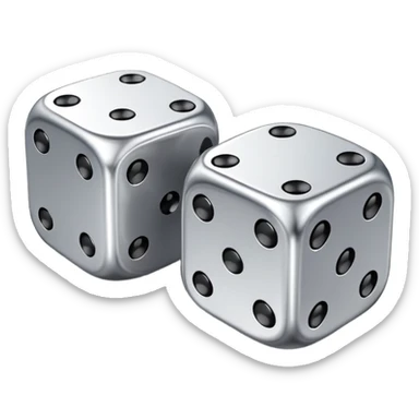Double silver realistic dice  sticker