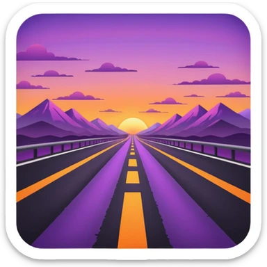 road with sunset sticker