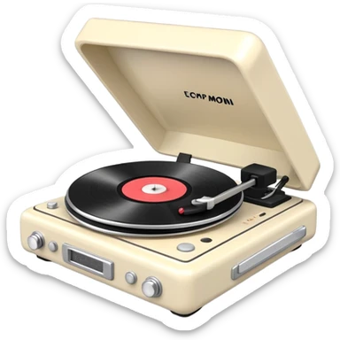 3D claymation ivory record player  sticker