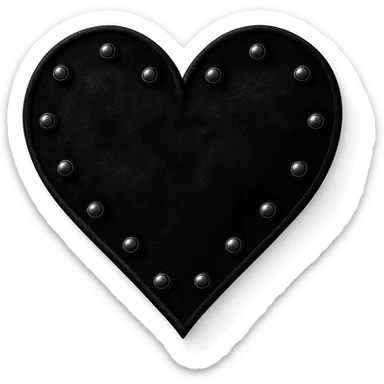 goth heart, black velvet texture, silver studs, dramatic shadows, no background sticker