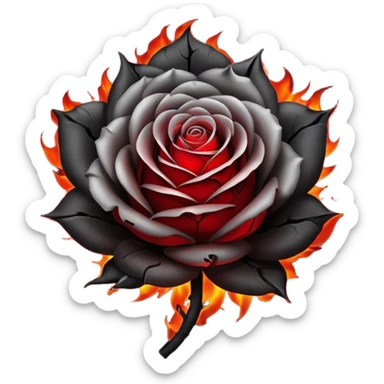 A black burning rose sticker
