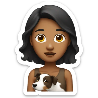 Apple style brown woman with black hair holding heeler sticker
