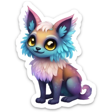 cute Kawaii edgy ethereal fantasy animal fursona Fionbri creature by griffsnuff & LiLaiRa & Falvie with exotic colors full body sticker