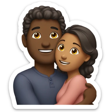 Brownskin girl with man in hug  sticker
