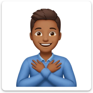 arms crossed holding neck while laughing  sticker