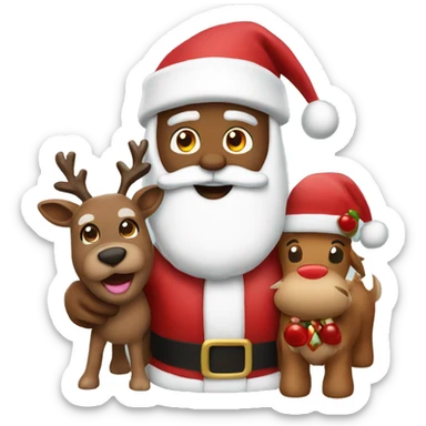 Santa with Rudolph  sticker