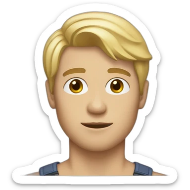 blonde 25 year old man with a face bear sticker