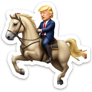 Donald Trump on horse with American flag sticker