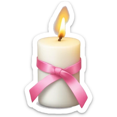 White candle with pink ribbon  sticker