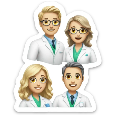 Group of five pharmacists  sticker