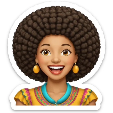Black woman with an afro laughing  sticker