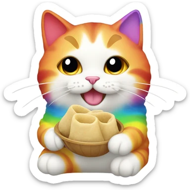 Rainbow cat eating dumpling  sticker