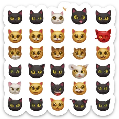mix the emoji cat whit the devil smiley emoji sticker