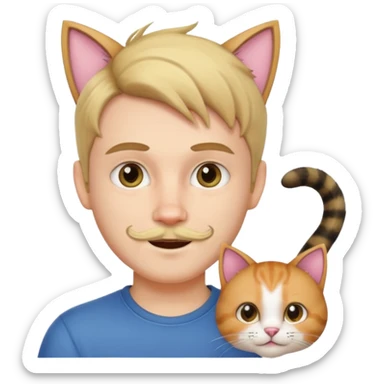 white boy with cat tail with little facial hair and cat ears sticker