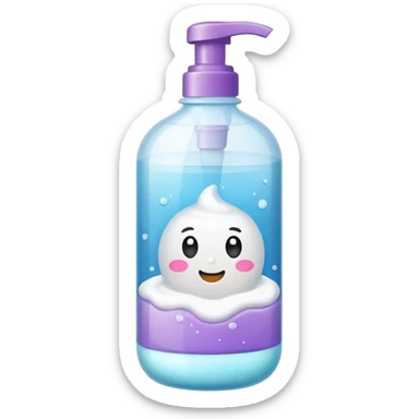 Bottle with a sticker for bath foam   sticker