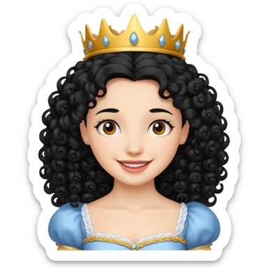 Princesa banca con el pelo rizado y el pelo negro  sticker