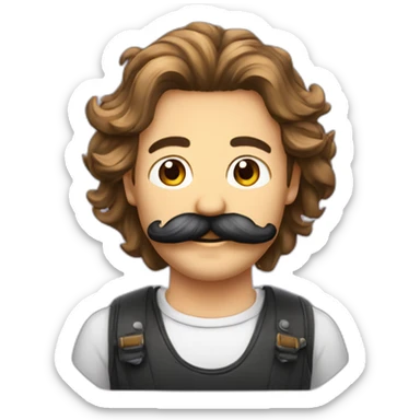 Homme moustachus avec des cheveux plaque sticker