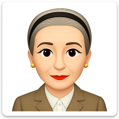 Make the image of Simone de Beauvoir with a simple, classic hairband instead of the turban, keeping the emoji style and all other features unchanged sticker