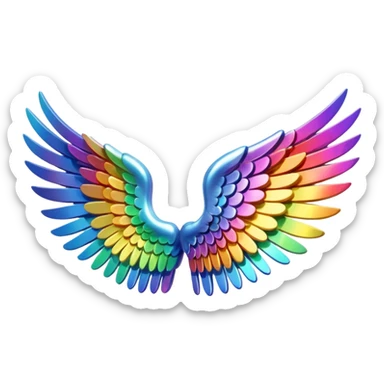 A 3d not too detailed rainbow prismatic angel wing sticker