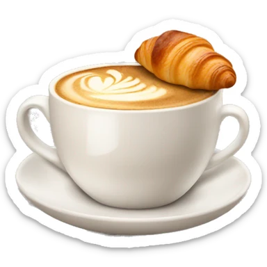 Cup of cappuccino with croissant sticker
