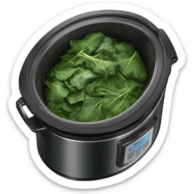 Cooked Collard greens in a slow cooker sticker