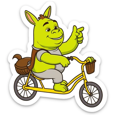Shrek donkey on a bike sticker