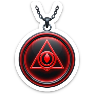 iOS sticker, dark fantasy amulet, black base, red symbol, minimal sticker