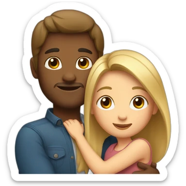 Woman with long hair and man with short hair hug each other sticker