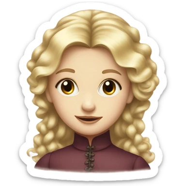 Young blond girl on victorian era long hair sticker