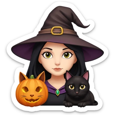 Witch with cat companion sticker