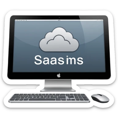 technical looking computer with text "SaaS" sticker