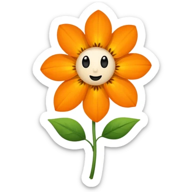 Green stem, white bud with black cartoony face: ;p. And six heart shaped yellowish orange petals sticker