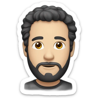 White man with unshaven beard and black hair sticker