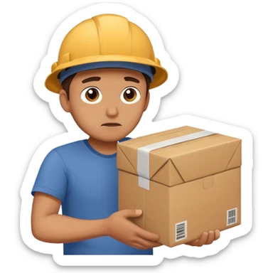 Hombre triste entregando paquetes destruidos (mensajero) sticker
