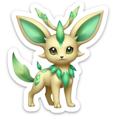 Shiny Cool Sparkly Cute Ethereal Leafeon-Espeon-Fakemon-hybrid-fusion- full body sticker
