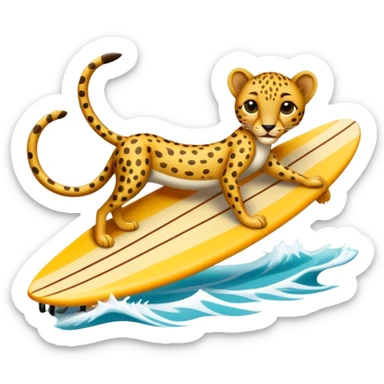 Guépard avec des tongs et planche de surf  sticker