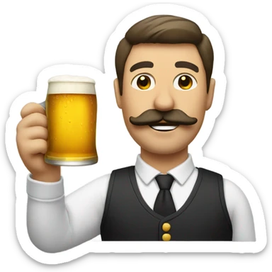 Guy with mustache that has beer in hand sticker