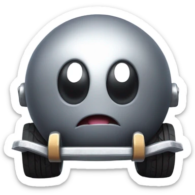Metal cute mad Kirby Gray ball driving on car wheels with mad eyebrows game sticker