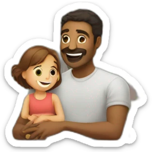 man holding his daughter in a balcony where there are a plant sticker