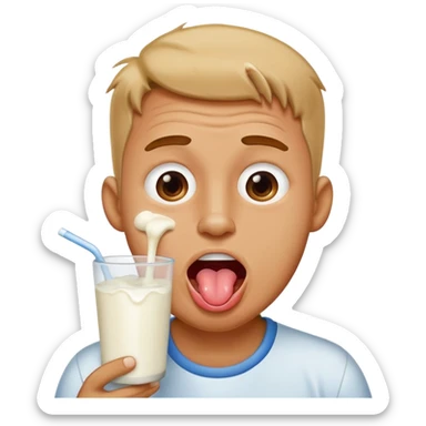 Man with tounge out drooling milk sticker