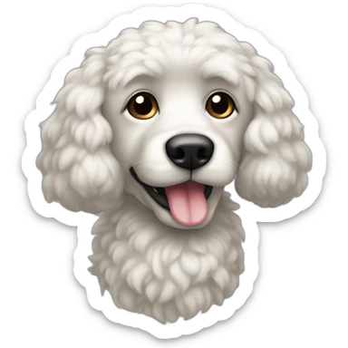 Caniche avec tâches noires et blanches qui tire la langue sticker