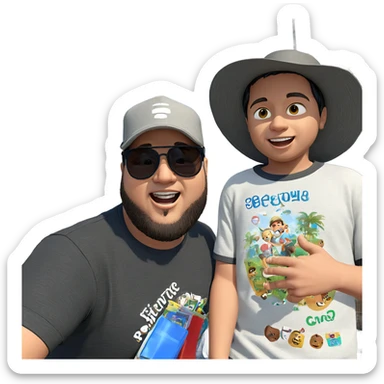 two boys enjoying sunny day sticker