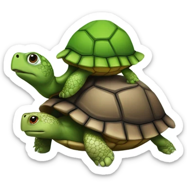 turtle on top of a turtle on top of a turt sticker